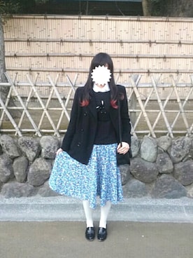 「レトロ」｜「アイテム（ピーコート）」を使った、ぶっぽよさん（レディース・162cm）の冬コーディネート