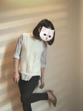 「laboratory work（ラボラトリーワーク）のアイテム（ベスト）」を使った、アボカドさん（レディース・160cm）の秋コーディネート