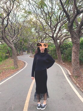 「GRL（グレイル）のアイテム（ワンピース/ドレス、ブラック系）」を使った、Sasha AJさん（レディース・163cm）の冬コーディネート