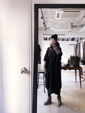 「AP STUDIO（エーピーストゥディオ）のアイテム（ニットキャップ/ビーニー）」を使った、maruさん（レディース・162cm）の冬コーディネート