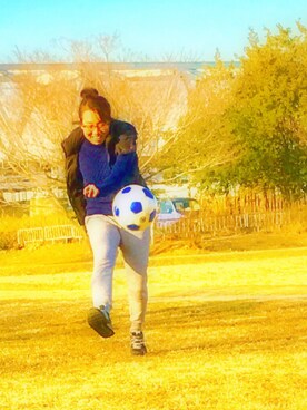 「サッカー」｜「アイテム（ダウンベスト）」を使った、ChitoseImanishiさん（レディース・155cm）の冬コーディネート