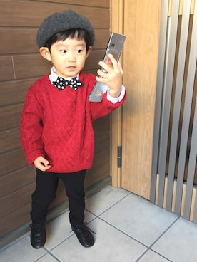 「お正月」｜「アイテム（ハンチング/ベレー帽）」を使った、あおとん☺︎さん（キッズ・90cm）の冬コーディネート