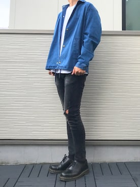 「デニムコーチジャケット」｜「アイテム（ブーツ）」を使った、TaKaさん（メンズ・175cm）の秋コーディネート