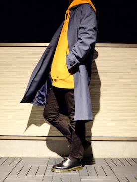 「zozoデニム」｜「アイテム（ステンカラーコート）」を使った、TaKaさん（メンズ・176cm）の秋コーディネート