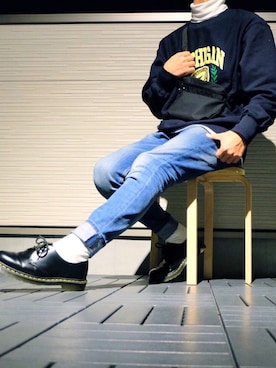 「Dr. Martens（ドクターマーチン）のDr.Martens / ドクターマーチン 1461 3EYE GIBSON SHOE 3ホール ギブソン シューズ ブーツ（ブーツ）」を使った、TaKaさん（メンズ・176cm）の冬コーディネート