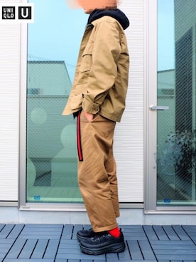 「UNIQLOU」｜「アイテム（ブルゾン）」を使った、TaKaさん（メンズ・176cm）の冬コーディネート