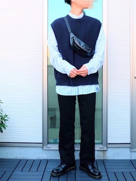 「Dr. Martens（ドクターマーチン）のDr.Martens / ドクターマーチン 1461 3EYE GIBSON SHOE 3ホール ギブソン シューズ ブーツ（ブーツ）」を使った、TaKaさん（メンズ・176cm）の春コーディネート