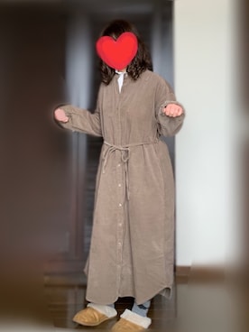 「コーデュロイシャツワンピ」｜chachamaruさん（レディース・150cm）の冬コーディネート
