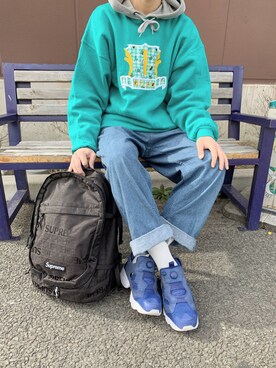 「HANES（ヘインズ）のアイテム（スウェット）」を使った、kwさん（メンズ・176cm）の冬コーディネート