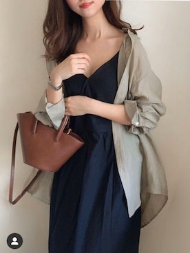 「bloomlatteのアイテム（ワンピース、ブラック系）」を使った、mhywearさん（レディース・157cm）の秋コーディネート