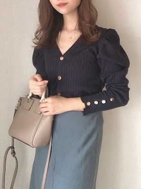 「salangのアイテム（カーディガン/ボレロ、ブルー系）」を使った、mhywearさん（レディース・157cm）の秋コーディネート