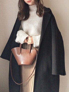 「SENSE OF PLACE by URBAN RESEARCH（センスオブプレイスバイアーバンリサーチ）のアイテム（ニット/セーター、ベージュ系）」を使った、mhywearさん（レディース・157cm）の冬コーディネート