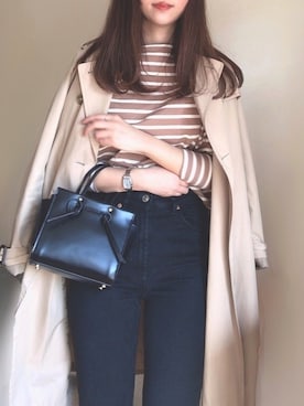 「ZARA（ザラ）のアイテム（ショルダーバッグ、ブラック系）」を使った、mhywearさん（レディース・157cm）の冬コーディネート
