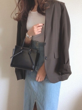 「UNIQLO（ユニクロ）のアイテム（Tシャツ/カットソー、ホワイト系）」を使った、mhywearさん（レディース・157cm）の春コーディネート