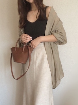 「UNIQLO（ユニクロ）のアイテム（タンクトップ、ブラック系）」を使った、mhywearさん（レディース・157cm）の夏コーディネート