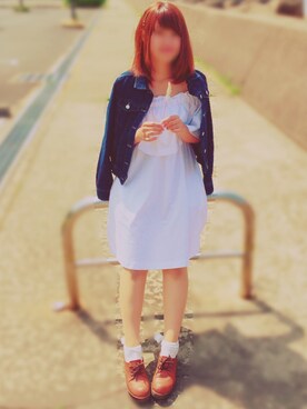 「H&M（エイチ・アンド・エム）のアイテム（ワンピース、ホワイト系）」を使った、gonさん（レディース・164cm）の夏コーディネート