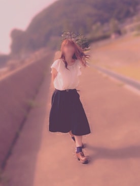 「GU（ジーユー）のアイテム（パンツ、ブラック系）」を使った、gonさん（レディース・164cm）の夏コーディネート
