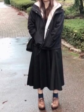 「GRL（グレイル）のアイテム（スカート、ブラック系）」を使った、gonさん（レディース・164cm）の冬コーディネート