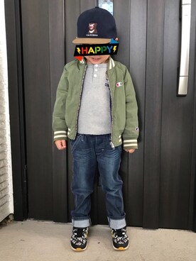 「アイテム（スタジャン）」を使った、tomtomさん（キッズ・110cm）の春コーディネート