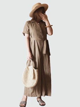 「秋のカフェオレコーデ」｜「アイテム（つなぎ/オールインワン）」を使った、eriiicaさん（レディース・158cm）の秋コーディネート