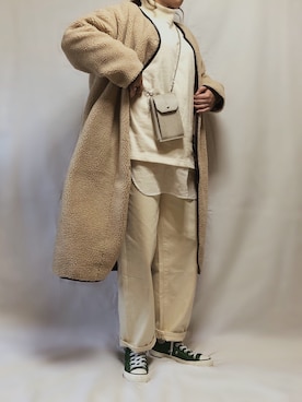 「ハイネックトップス」｜「アイテム（その他アウター）」を使った、eriiicaさん（レディース・158cm）の冬コーディネート