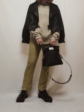 「LVEU.（ラブユ.）のアイテム（ライダースジャケット）」を使った、eriiicaさん（レディース・158cm）の春コーディネート