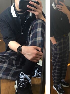 「Paul Hewitt（ポールヒューイット）のアイテム（アナログ腕時計、ブラック系）」を使った、M   무외（むら）さん（メンズ・174cm）の夏コーディネート