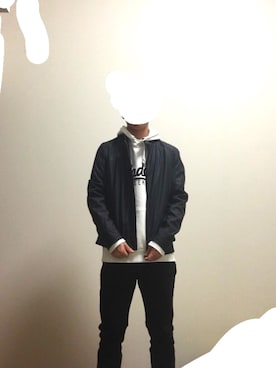 「中学生」｜「アイテム（ライダースジャケット）」を使った、なおちゃそさん（メンズ・166cm）の冬コーディネート