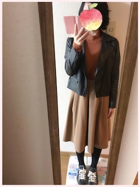 「A part by（アパートバイ）のアイテム（ライダースジャケット）」を使った、kilacoさん（レディース・153cm）の秋コーディネート