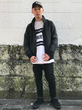 「原宿」｜「アイテム（ナイロンジャケット）」を使った、LEFLAHさん（メンズ・170cm）の秋コーディネート