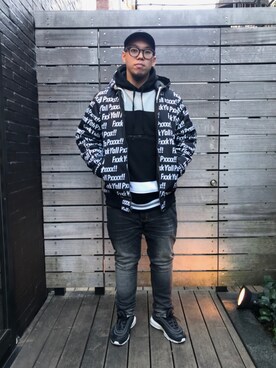 「AIR MAX」｜「アイテム（ナイロンジャケット）」を使った、LEFLAHさん（メンズ・170cm）の冬コーディネート