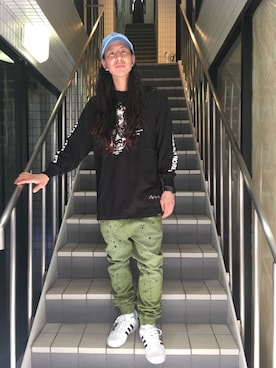 「ペイント」｜「アイテム（帽子）」を使った、LEFLAHさん（メンズ・165cm）の春コーディネート