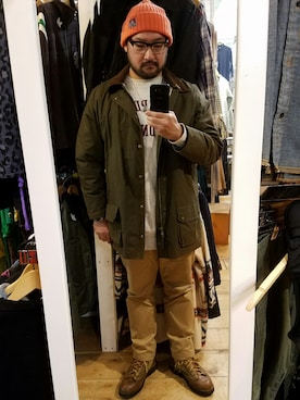 「アイテム（カバーオール）」を使った、rinosmanさん（メンズ・179cm・30代）の冬コーディネート