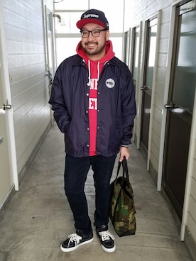 「アイテム（パーカー）」を使った、rinosmanさん（メンズ・179cm・30代）の冬コーディネート