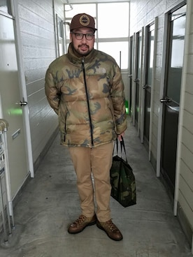 「northface（ノースフェイス）のアイテム（ダウンジャケット/コート）」を使った、rinosmanさん（メンズ・179cm）の冬コーディネート
