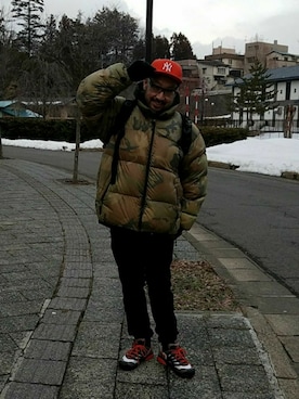 「northface（ノースフェイス）のアイテム（ダウンジャケット/コート）」を使った、rinosmanさん（メンズ・179cm）の冬コーディネート