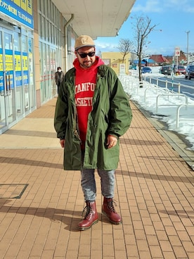 「CHARI&CO（チャリアンドコー）のアイテム（帽子）」を使った、rinosmanさん（メンズ・179cm）の冬コーディネート