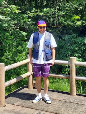 「northface（ノースフェイス）のアイテム」を使った、rinosmanさん（メンズ・179cm）の夏コーディネート