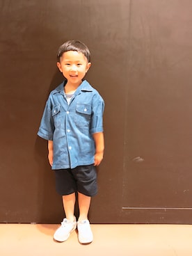 「前髪ぱっつん」｜*aoさん（キッズ・110cm）の夏コーディネート