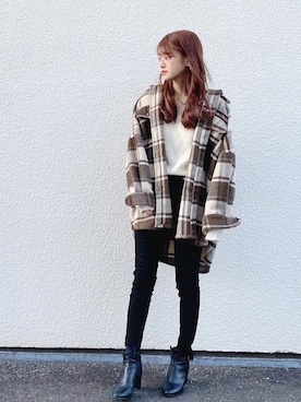 「DHOLIC（ディーホリック）のアイテム（その他アウター）」を使った、水川りんなさん（レディース・160cm）の冬コーディネート