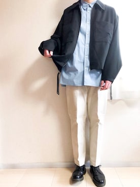「3色コーデ」｜「アイテム（ブルゾン）」を使った、yoshiさん（メンズ・185cm）の春コーディネート
