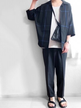 「RAGEBLUE（レイジブルー）のシリコンテンジクロングタンク/873711（タンクトップ）」を使った、yoshiさん（メンズ・185cm）の夏コーディネート