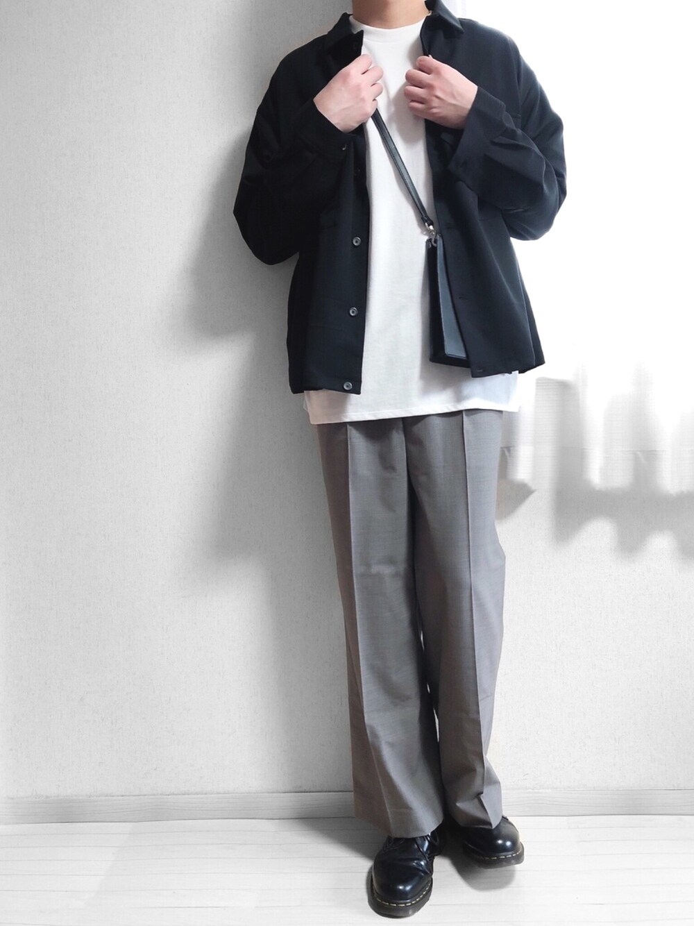 yoshiさんの「TRストレッチ スーツ地 オーバーサイズ CPO チェック シャツ ジャケット/ドレープCPOシャツJKT（MONO-MART）」を使ったコーディネートの1枚目の写真