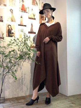 「ハット」｜「アイテム（ブーティ）」を使った、菅千代美(すがちよみ)さん（レディース・170cm）の秋コーディネート