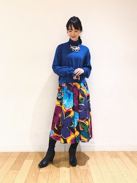 「古着好きな人と繋がりたい」｜「アイテム（ブーティ）」を使った、菅千代美(すがちよみ)さん（レディース・170cm）の春コーディネート