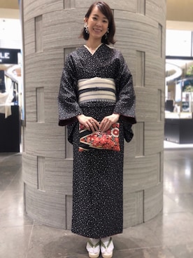「古着」｜「アイテム（浴衣）」を使った、菅千代美(すがちよみ)さん（レディース・170cm）の夏コーディネート