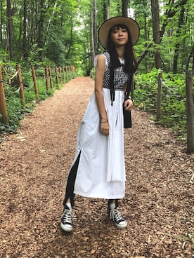 「チェック柄に恋してる」｜「アイテム（その他トップス）」を使った、菅千代美(すがちよみ)さん（レディース・170cm）の秋コーディネート
