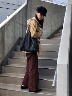 「ブラウンコーデ」｜「アイテム（マウンテンパーカー）」を使った、菅千代美(すがちよみ)さん（レディース・170cm）の秋コーディネート