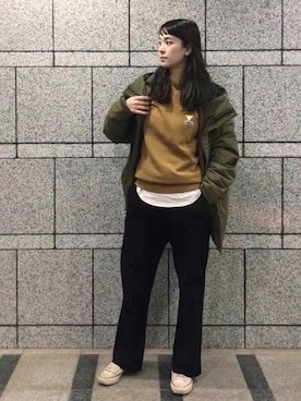 「旦那さんのを借りました」｜菅千代美(すがちよみ)さん（レディース・170cm）の冬コーディネート