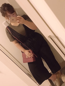 「NICE CLAUP（ナイスクラップ）のアイテム（オールインワン・サロペット）」を使った、waaaaamiさん（レディース・153cm）の秋コーディネート